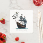 Ahoy Matey! Black Pirate Ship Birthday Serviette (Beispiel)