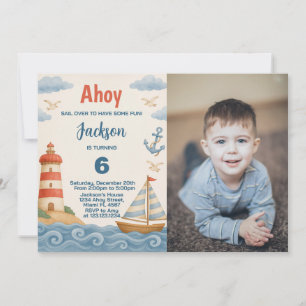 Ahoy Matey Nautical Birthday Einladung