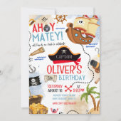 Ahoy Matey Pirate Birthday Invitation Kids Pirate  Einladung (Vorderseite)
