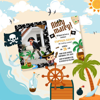 Ahoy Matey! Pirate Boys Birthday Einladung