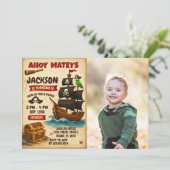 Ahoy Matey Pirate Geburtstagsparty Einladung (Stehend Vorderseite)