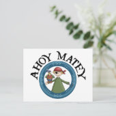 Ahoy Matey Pirate mit Parrot Postcard Postkarte (Stehend Vorderseite)