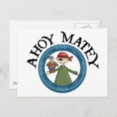 Ahoy Matey Pirate mit Parrot Postcard Postkarte (Vorne/Hinten)