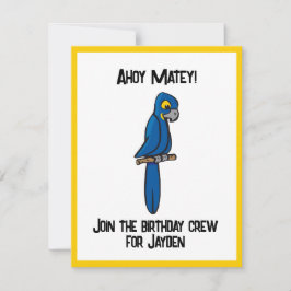 Ahoy Matey Pirate Parrot Cartoon, Funny Macaw Bird Einladung