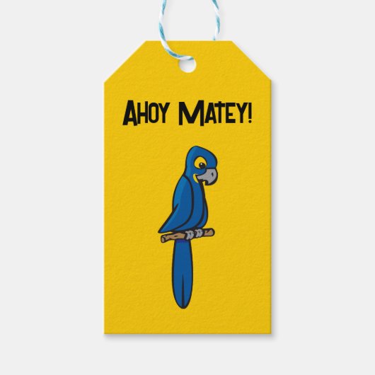 Ahoy Matey Pirate Parrot Cartoon, Funny Macaw Bird Geschenkanhänger (Vorderseite)