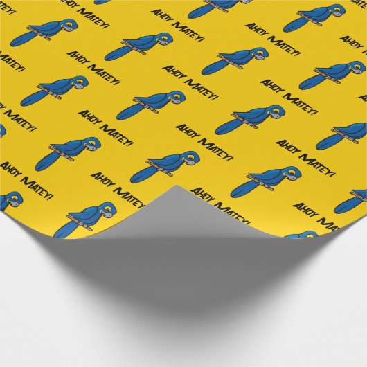 Ahoy Matey Pirate Parrot Cartoon, Funny Macaw Bird Geschenkpapier (Ecke)