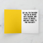 Ahoy Matey Pirate Parrot Cartoon, Funny Macaw Bird Karte (Innenseite)