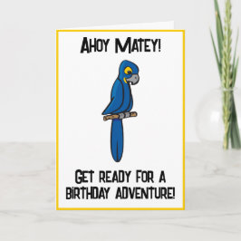Ahoy Matey Pirate Parrot Cartoon, Funny Macaw Bird Karte
