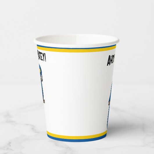 Ahoy Matey Pirate Parrot Cartoon, Funny Macaw Bird Pappbecher (Links)