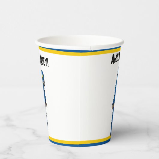 Ahoy Matey Pirate Parrot Cartoon, Funny Macaw Bird Pappbecher (Rechts)