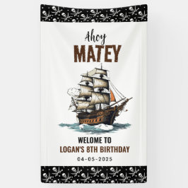 Ahoy Matey Pirate Party Ship 8. Geburtstag Banner