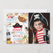 Ahoy Matey Pirate Photo Birthday Invitation Einladung (Vorderseite)
