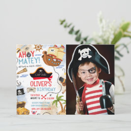 Ahoy Matey Pirate Photo Birthday Invitation Einladung