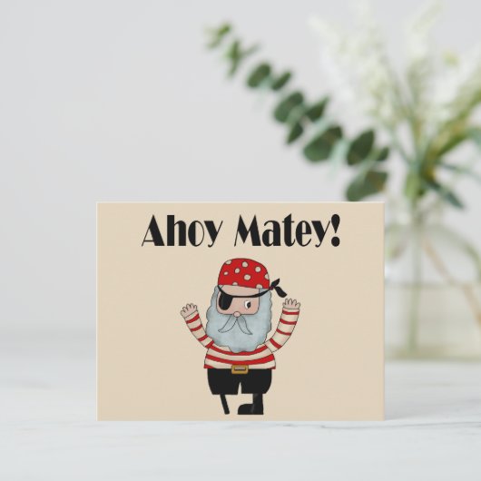 Ahoy Matey Pirate Postkarte (Stehend Vorderseite)
