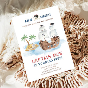 Ahoy Matey! Pirate Ship Treasure Boy Birthday Einladung