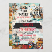 Ahoy Matey Pirate Thema Geburtstagsparty Einladung (Vorne/Hinten)