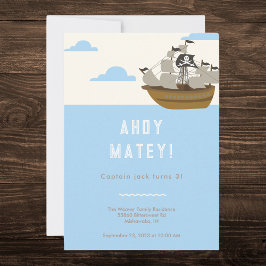 Ahoy Matey Pirate-Themed Birthday Einladung