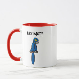 Ahoy Matey Piratenpapagei Cartoon, Lustiger Ara-Vo Tasse