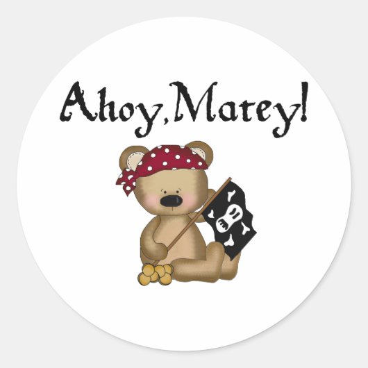 Ahoy Matey Teddy Bear Pirate Stickers (Vorderseite)