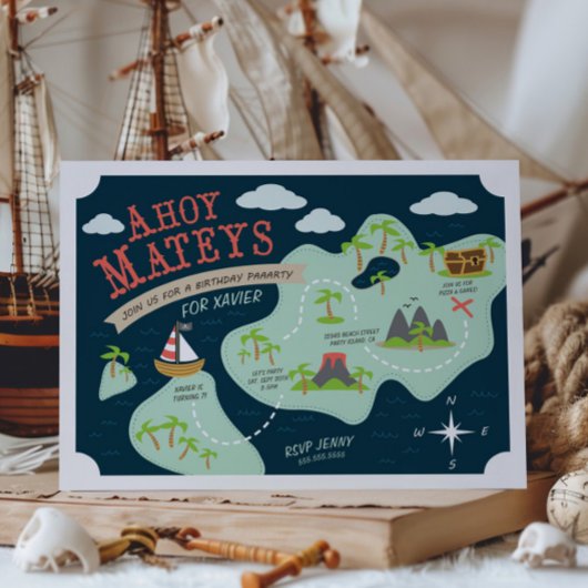 Ahoy Mateys Birthday Invite Einladung