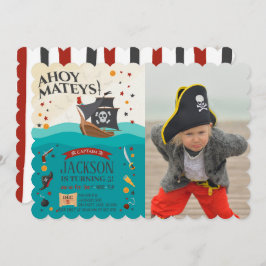 Ahoy Mateys Pirate Birthday Foto Einladung