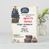 Ahoy Matey's Pirate Birthday Party Einladung (Stehend Vorderseite)