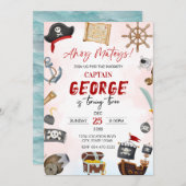 Ahoy mateys pirate Boy birthday Invitation Einladung (Vorne/Hinten)