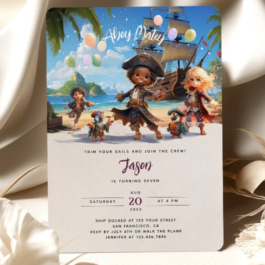 Ahoy Mateys! Pirate Paradise Island Birthday Bash Einladung
