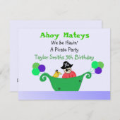 Ahoy Mateys Pirate Party Einladung (Vorne/Hinten)