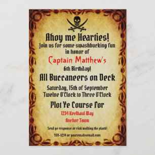 Ahoy Me Healthy Pirties Geburtstagsparty Einladung