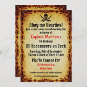 Ahoy Me Hearties Pirate Geburtstagsparty Einladung (Vorne/Hinten)