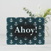  Ahoy! Muster dunkelblau Einladung (Stehend Vorderseite)
