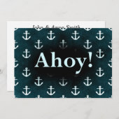  Ahoy! Muster dunkelblau Einladung (Vorne/Hinten)