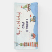 Ahoy Nautic Kinder Aquarell Geburtstag Banner (Vertikal)