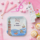 Ahoy Nautic Kinder Aquarell Geburtstag Pappteller (Party)