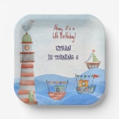 Ahoy Nautic Kinder Aquarell Geburtstag Pappteller (Vorderseite)