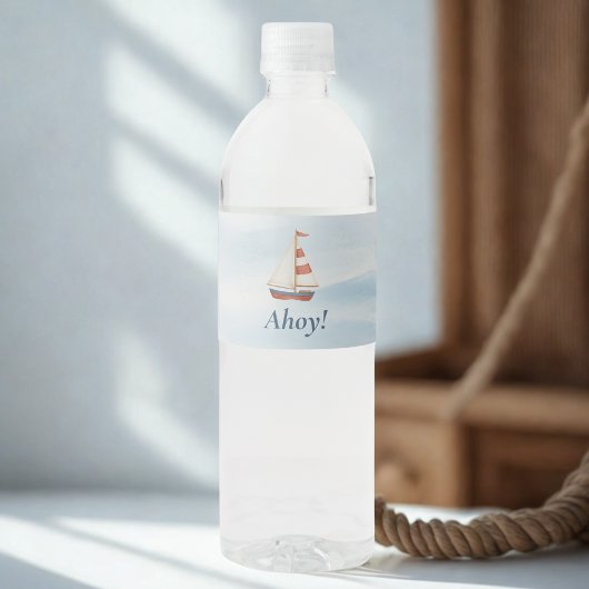 Ahoy Nautic Water Flasche | Pastel Sailboat Wasserflaschenetikett