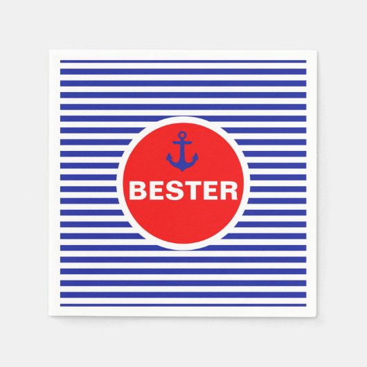 Ahoy! Nautical Anchor Sailor Party Napkins Serviette (Vorderseite)