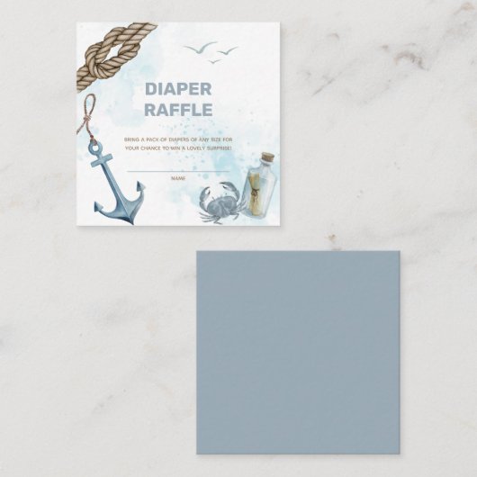 Ahoy! Nautical Baby Shower Diaper Raffekarte Quadratische Visitenkarte (Vorne/Hinten)
