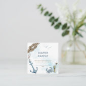 Ahoy! Nautical Baby Shower Diaper Raffekarte Quadratische Visitenkarte (Stehend Vorderseite)
