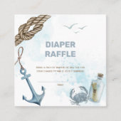 Ahoy! Nautical Baby Shower Diaper Raffekarte Quadratische Visitenkarte (Vorderseite)