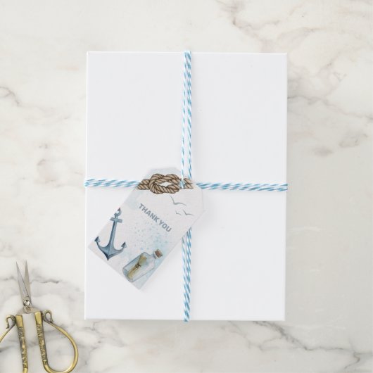 Ahoy! Nautical Baby Shower Vielen Dank für Ihre Ge Geschenkanhänger (Mit Garn)