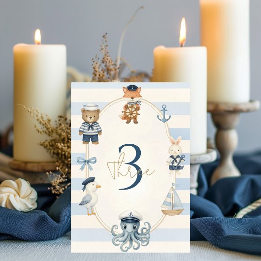 Ahoy Nautical Birthday | Meerestiere und Seeleute Tischnummer