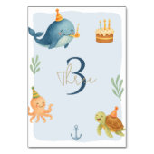 Ahoy Nautical Birthday | Wale und Meerestiere Tischnummer (Vorderseite)
