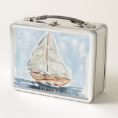 Ahoy Nautical Blue Sailboat Metall Brotdose (Vorderseite)