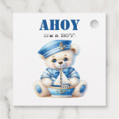 Ahoy Nautical Blue Sailor Bear Boy Baby Dusche Geschenkanhänger (Rückseite)