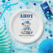 Ahoy Nautical Blue Sailor Bear Boy Baby Dusche Pappteller (Party)