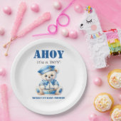 Ahoy Nautical Blue Sailor Bear Boy Baby Dusche Pappteller (Party)