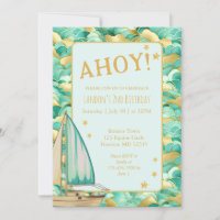 Ahoy Nautical Green und Gold Boat Geburtstagsparty