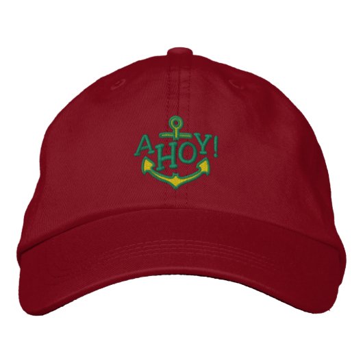 AHOY! Nautical Greetings Embroidery Bestickte Kappe (Vorderseite)